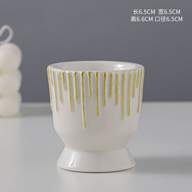 Sencillas rayas verticales rosa azul doble uso candelabro de cerámica candelero taza de la vela contenedor taza hogar candelabro Decoración