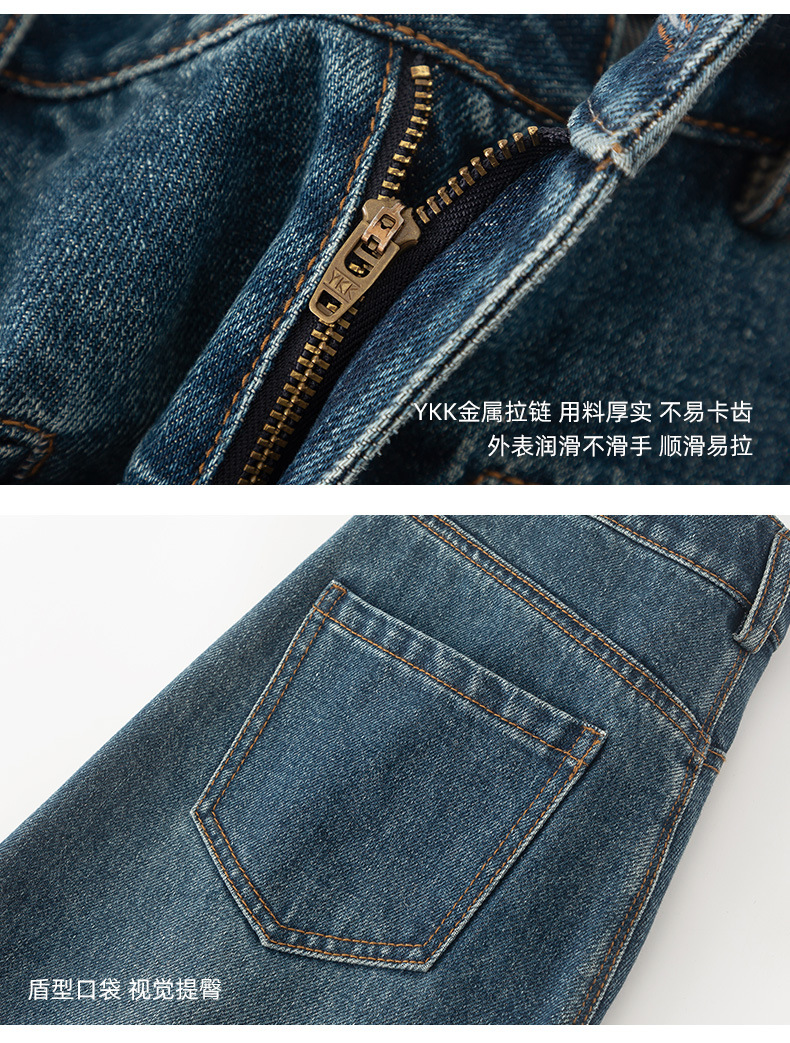 Quần jean ống rộng nữ dáng suông chất Tencel linen dài chấm đất — Màu xanh lam chi tiết 21