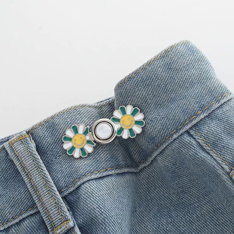Nail-Free Removable Waist Buckle Pair, Flat-Bottom Seamless Buttons for Pants & Skirts, Assorted Designs