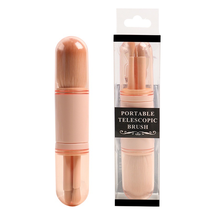 En stock Cuatro en Uno cepillo de maquillaje herramientas de belleza mini cepillo de ojos color de piel cepillo de maquillaje retráctil cepillo de maquillaje portátil