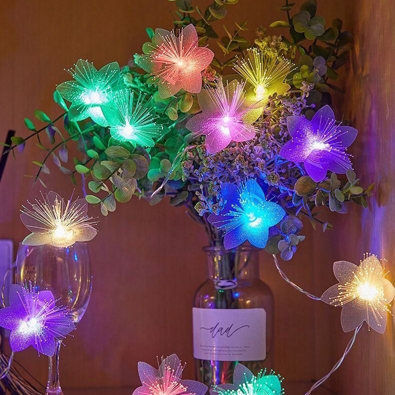 Nuevo LED solar de fibra óptica lámpara de flores lámpara de decoración de patio al aire libre lámpara de parpadeo de boda luz de Navidad