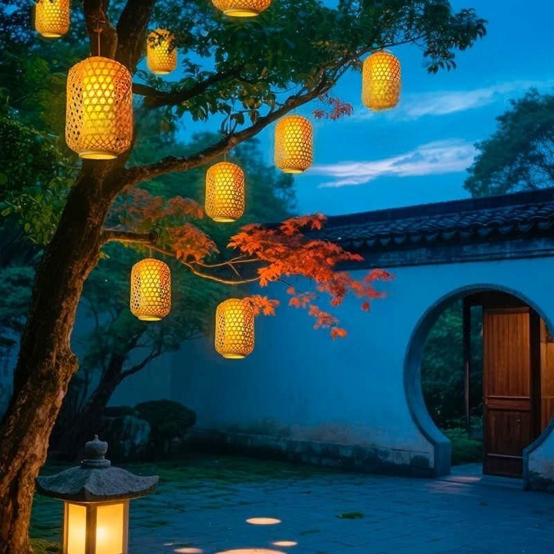 Handmade Bamboo Basket Lantern Chandelier Chinese Style Scenic Spot Decorative Lamp Jiangnan Courtyard Cultural Tourism Camping Style Outdoor Waterproof Hanging Tree Lamp Handmade Bamboo Basket Lantern Chandelier Chinese Style Scenic Spot Decorative Lamp Jiangnan Courtyard Cultural Tourism Camping Style Outdoor Waterproof Hanging Tree Lamp