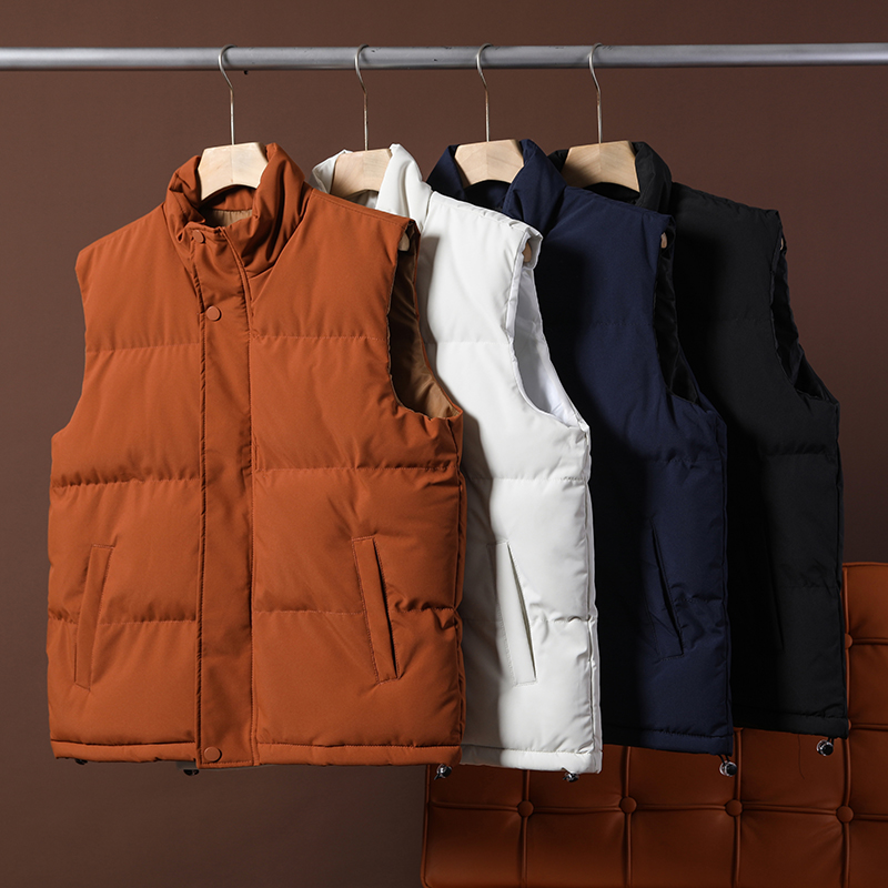 Multicolored Simple Fashion Warm Autumn/Winter Warm Windproof Cotton Vest for Men Commuting Versatile Everyday Sleeveless Cardigan