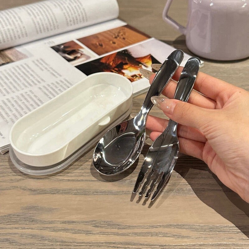 スポット直販ステンレススプーンとフォークセットショートハンドル子供用食器家庭用ベビー食サプリメントスプーン|undefined