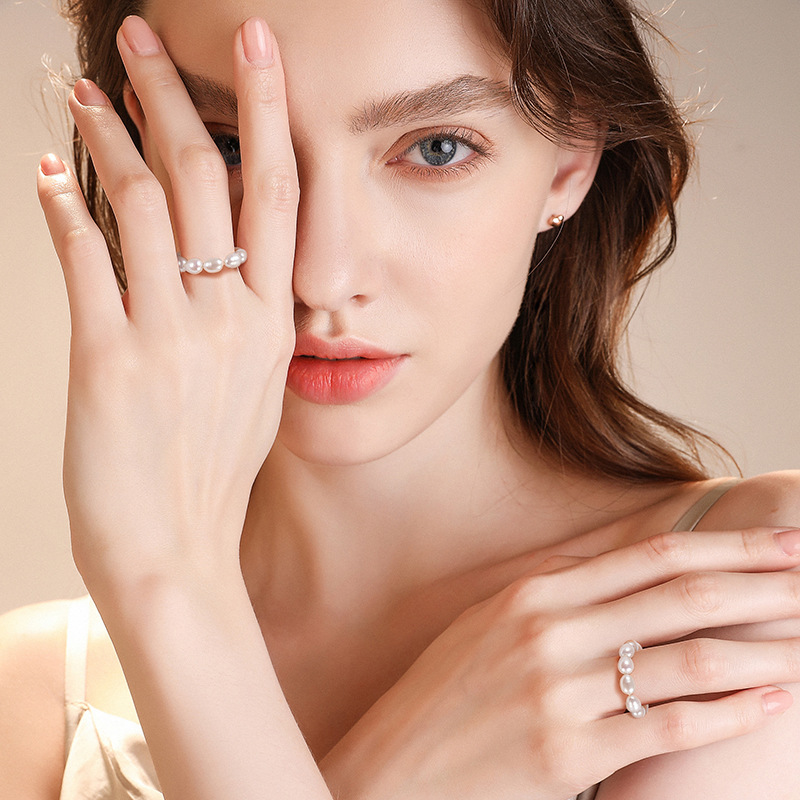 Banquet Occasion Freshwater Pearl Material Freshwater Pearl Freshwater Pearl Pearl Geometric Rings Freshwater Pearl Rings