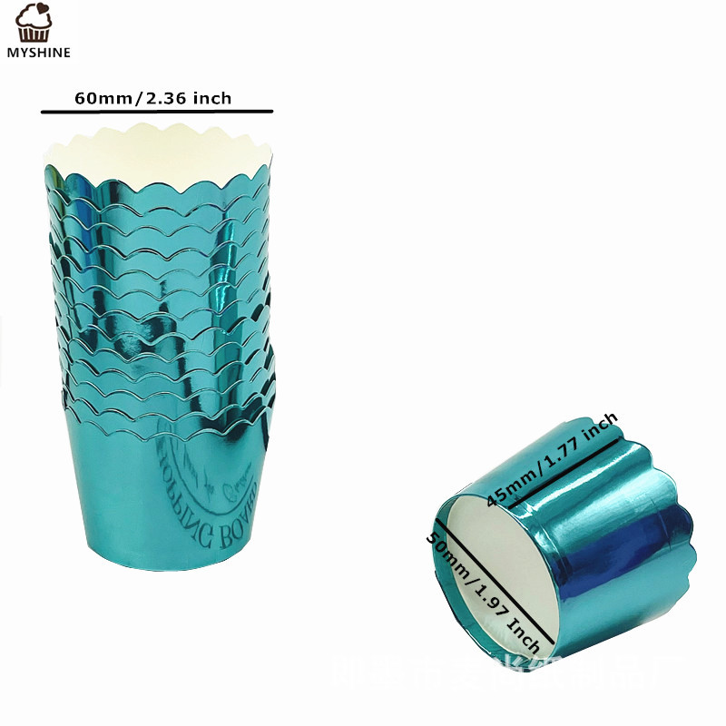 Festival del partido oro y plata medio de alta temperatura resistente a la máquina recta taza para hornear pastel taza de papel molde de pastel Ma fento 50