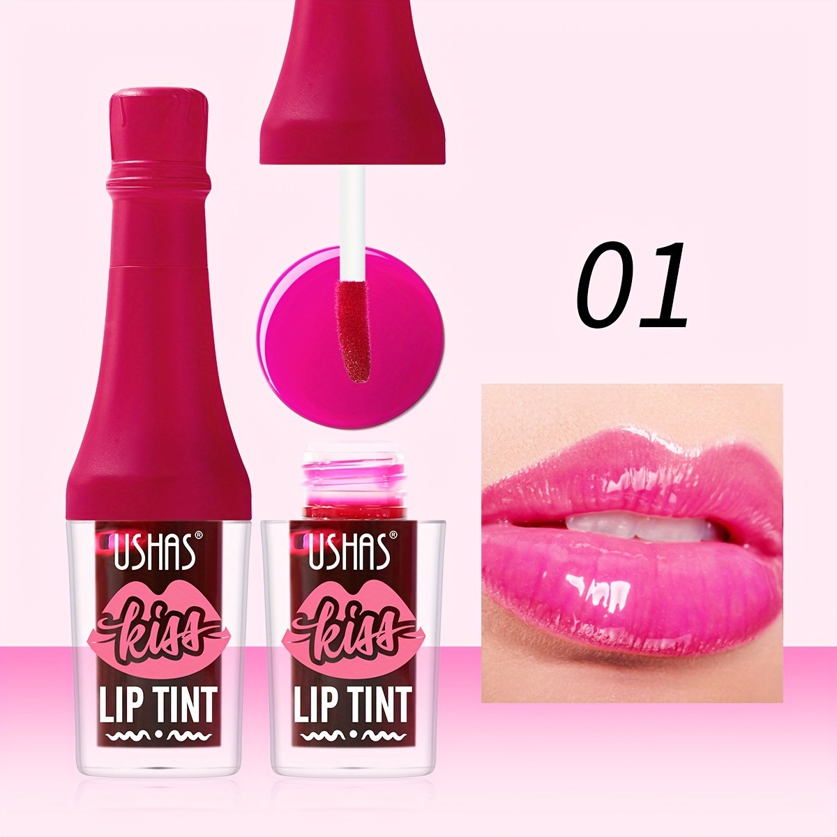 USHAS Brillo de labios de punto transfronterizo europeo y americano, brillo de labios de color duradero, lápiz labial que no se desvanece, esmalte de labios, taza antiadherente LG2511