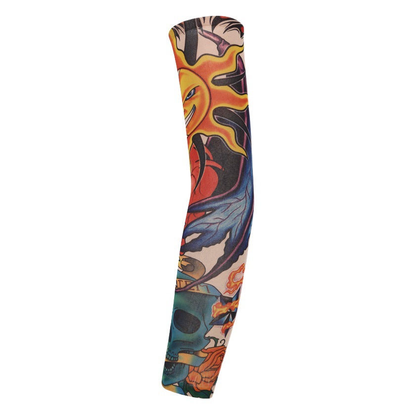 Ice Silk Tattoo Sleeve Flower Arm Seamless Arm Guard Men's and Women's Hand Sleeve Summer Sleeve Ice Cool Sleeve Sunscreen Sleeve Arm Sleeve