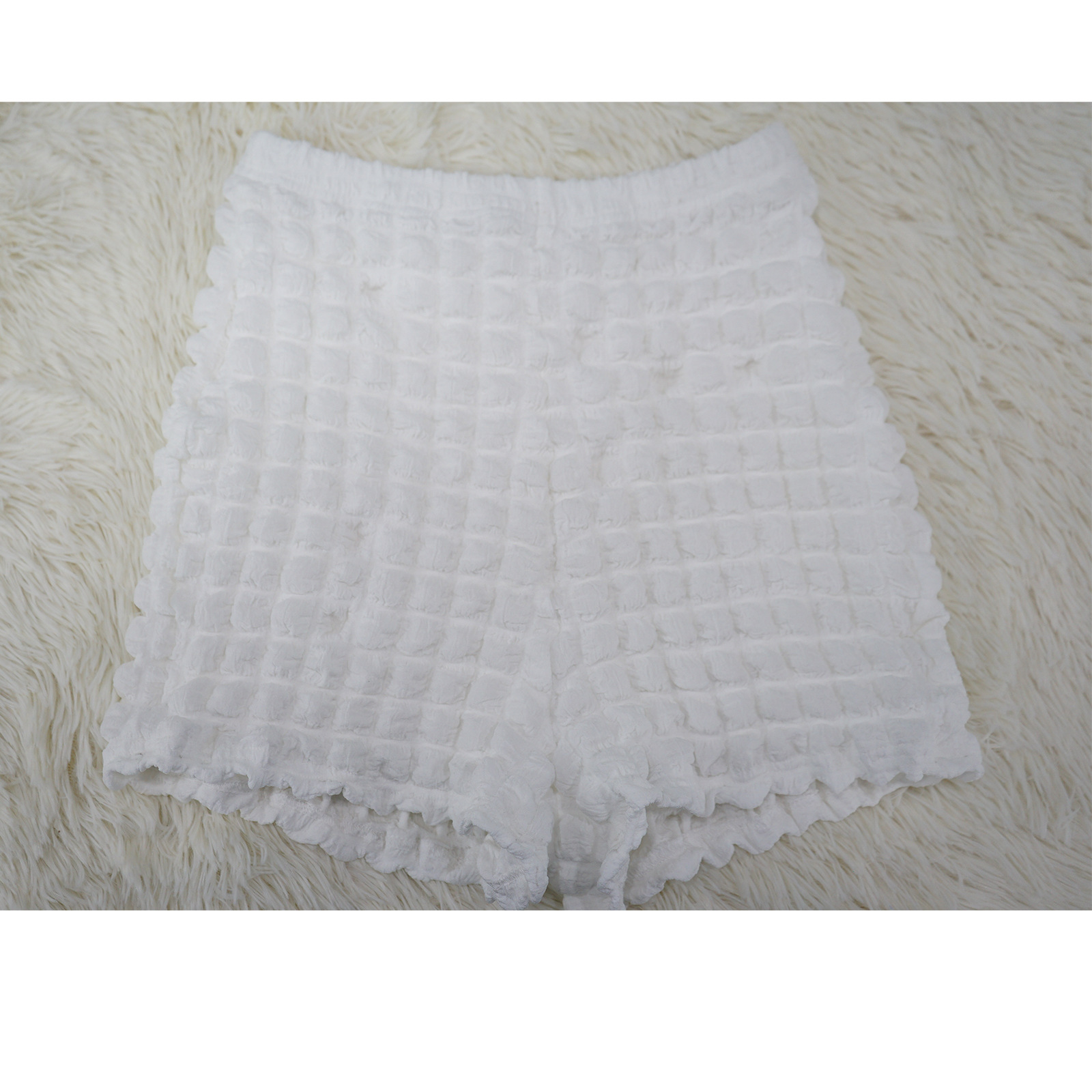 Women's Sleeveless Cropped Two Piece Set Bubble Popcorn Shorts_ecoleips.com