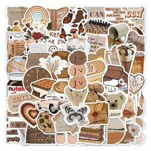 60 brown fresh autumn stickers Computer Journal phone case water Cup decorative stickers aesthetic