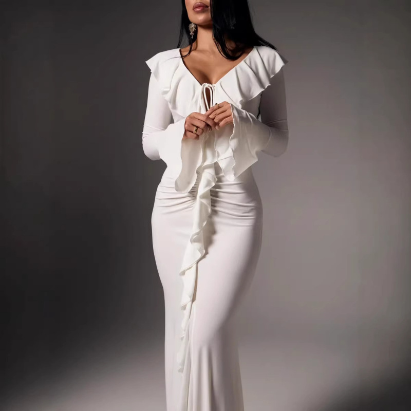 Evening Gown with a Long Train and Floor-Length Skirt Evening Gown with a Long Train and Floor-Length Skirt
