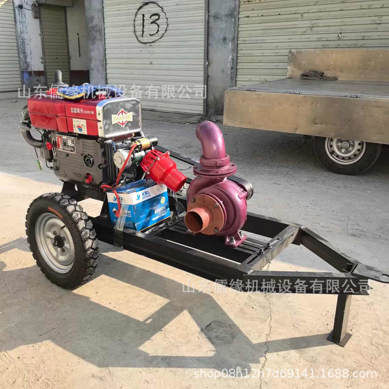 移动方便柴油拖车泵 6寸单缸机带污水泵 小麦漫灌喷灌离心泵