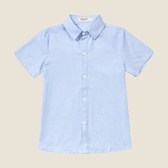 夏款兒童淺藍短袖襯衫中小學生校服男女童刺繡純白襯衣班服演出服