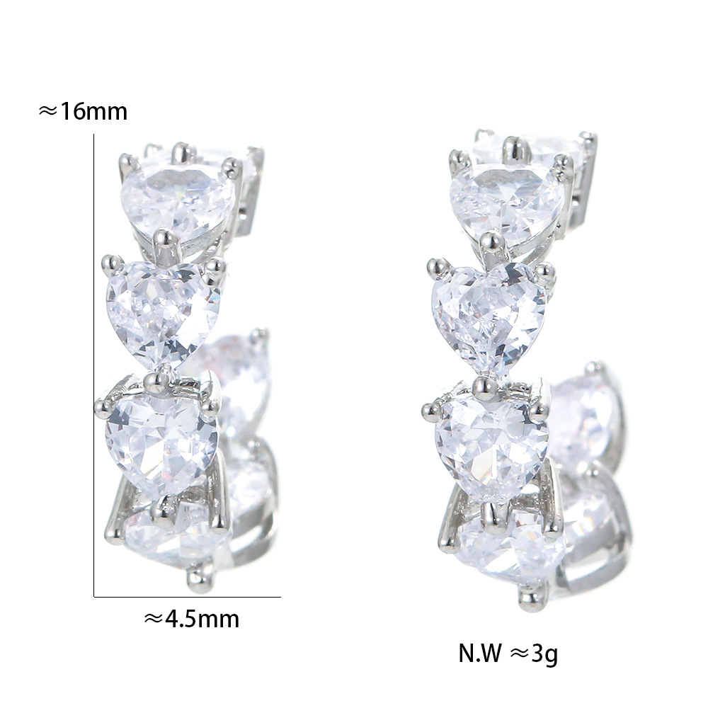 Zircon Inlay Material Earrings Classification Geometric Plating Metal Zircon Copper Earrings