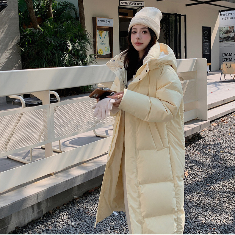Gujii mm Mingmo Zhongxi down Jacket for Women, Long Style, 2026 New Model, White Duck Down, Thickened, Loose Fit, Student Large Size Coat