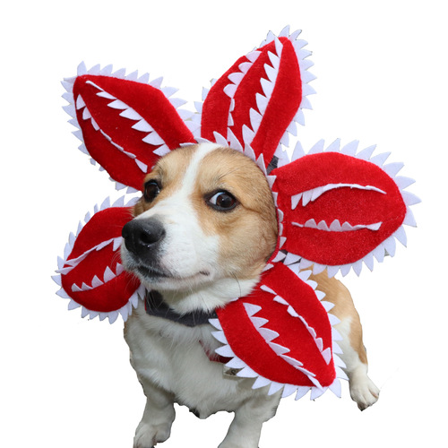 Dog and Cat Funny Carnivorous Flower Masks Halloween Pet Costumes Teddy Corgi British Short Hair Hats