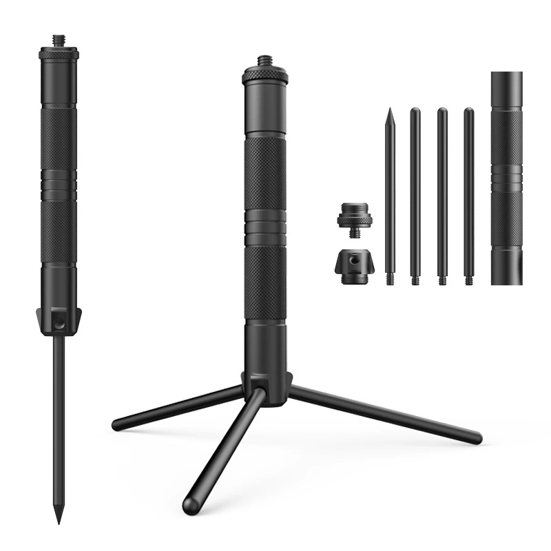 Многофункциональная outdoor светильник стойка на землю, алюминиевый сплав пан-tilt кемпинговая световая камера прямой трансляции стойка штатив крепления грунтовой гвоздь