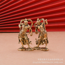 创意纯黄铜哼哈二将摆件武财神武圣青龙弯月刀铜雕工艺品供奉批发