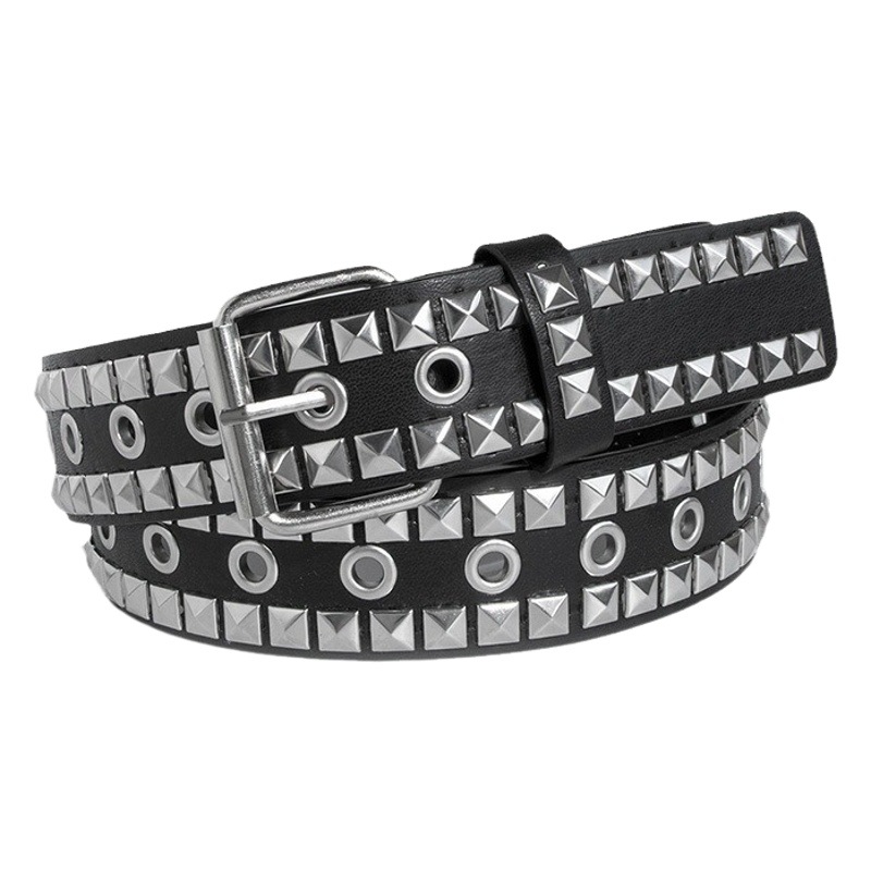 La moda europea y americana de las mujeres remache punk estrella de cinco puntas Ojo de aire chica caliente trabajo pesado cinturón decorativo