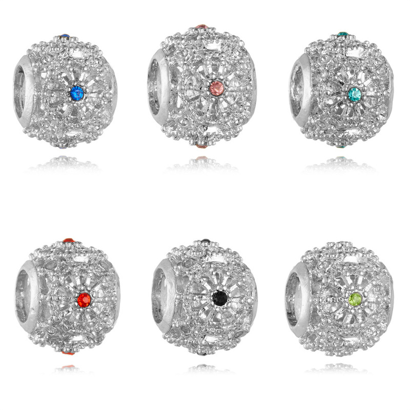 Panjiadora exquisite silver diamond bell loose beads bracelet beads DIY accessories accessories factory wholesale