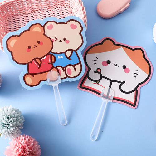 Summer special-shaped long-handled hand-cranked fan, children's hand-held fan, cartoon cute little fan, stall and push gift