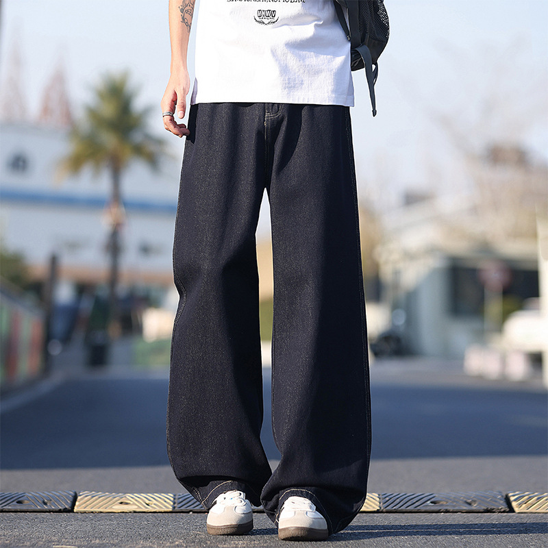 2026 New Model All-Season Washed Denim Jeans, Solid Color Retro Classic Hong Kong Style Loose Straight Pants Workwear 2026 New Model All-Season Washed Denim Jeans, Solid Color Retro Classic Hong Kong Style Loose Straight Pants Workwear