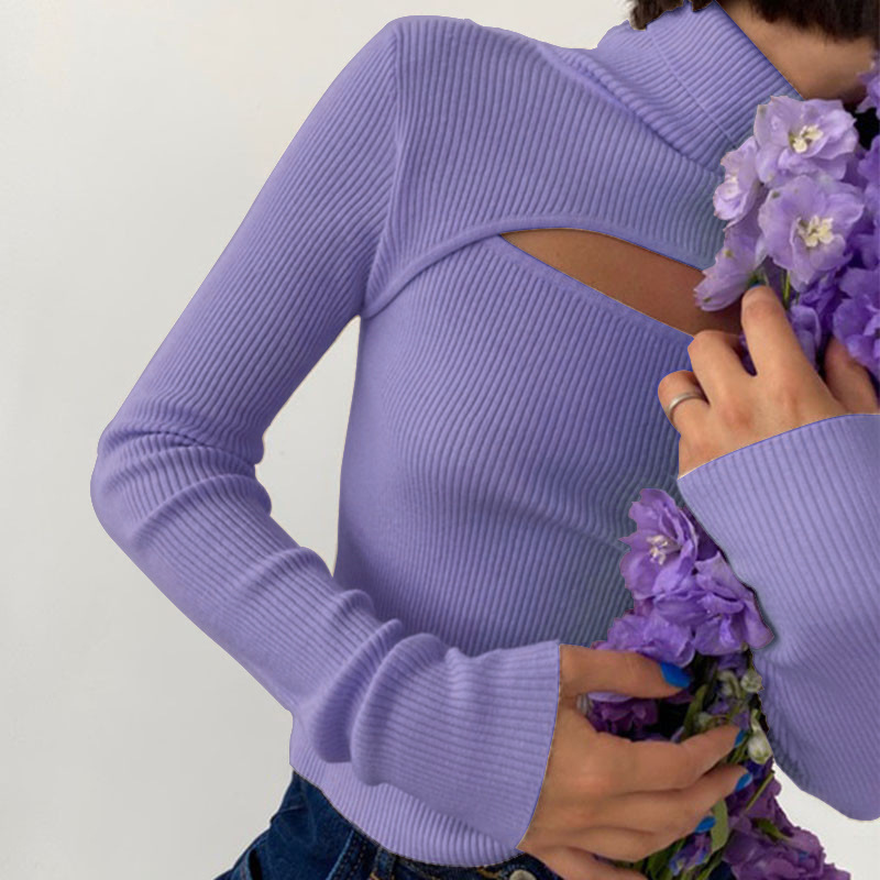 chestless long-sleeved knitted sweater NSYKD57628