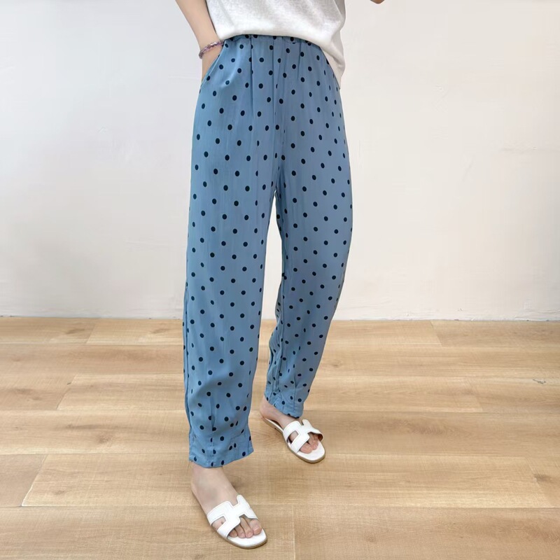 2025 Summer Cotton Silk Women's Harem Pants for Middle-Aged and Elderly Mothers, Artificial Cotton Pocket Casual Thin Pants