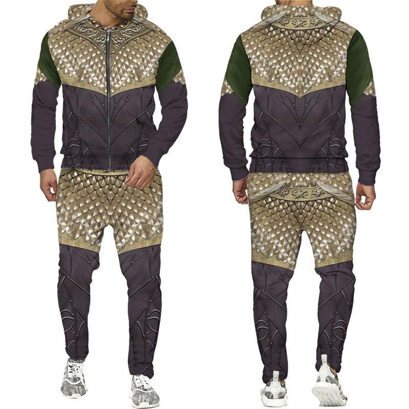 Pantalones de sudadera con capucha con cremallera de moda para hombre transfronterizo de otoño e invierno, MF008-ML1 de dos piezas de fitness deportivo