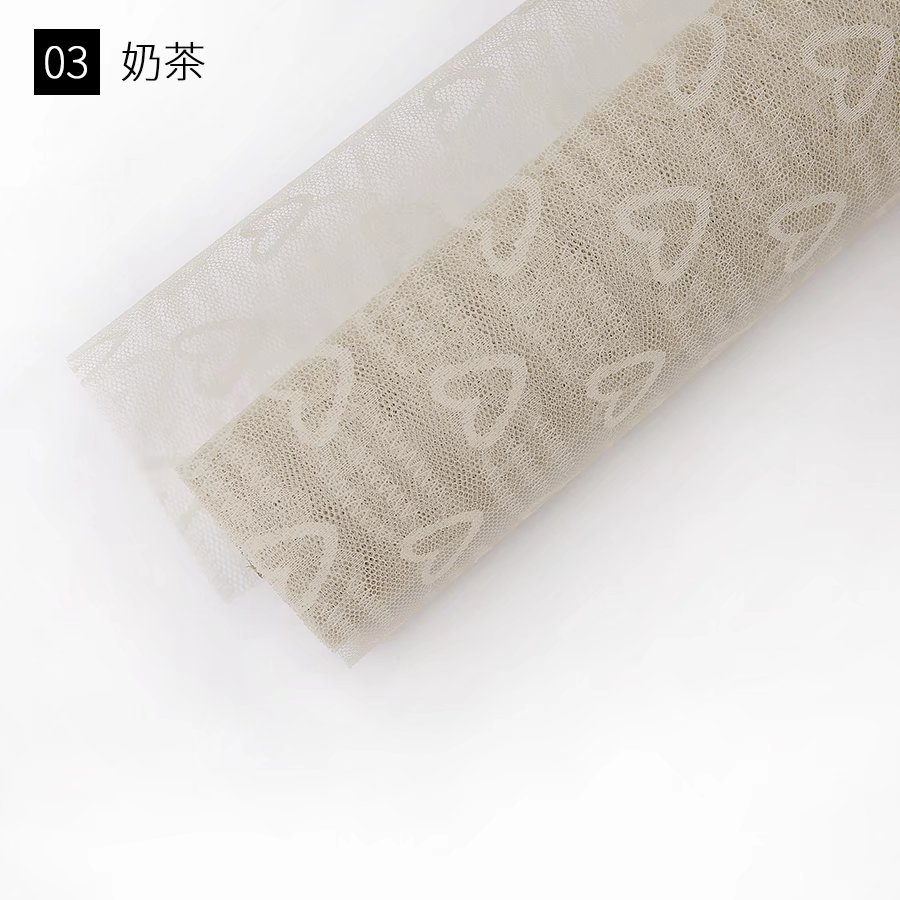 Fábrica de fiestas de flores al por mayor nuevo amor Jacquard flor envasado hilo de malla florista de color sólido