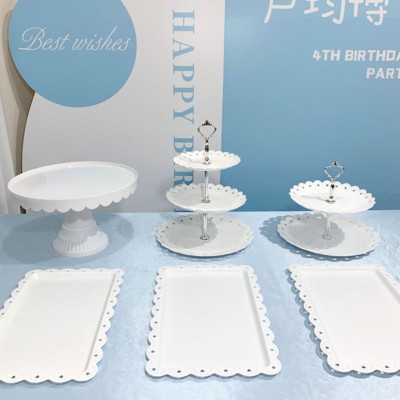 Tabla de descanso de té bandeja de pastel de aniversario decoración tabla de postres estante de exhibición de té de la tarde estante de dulces platos de recepción