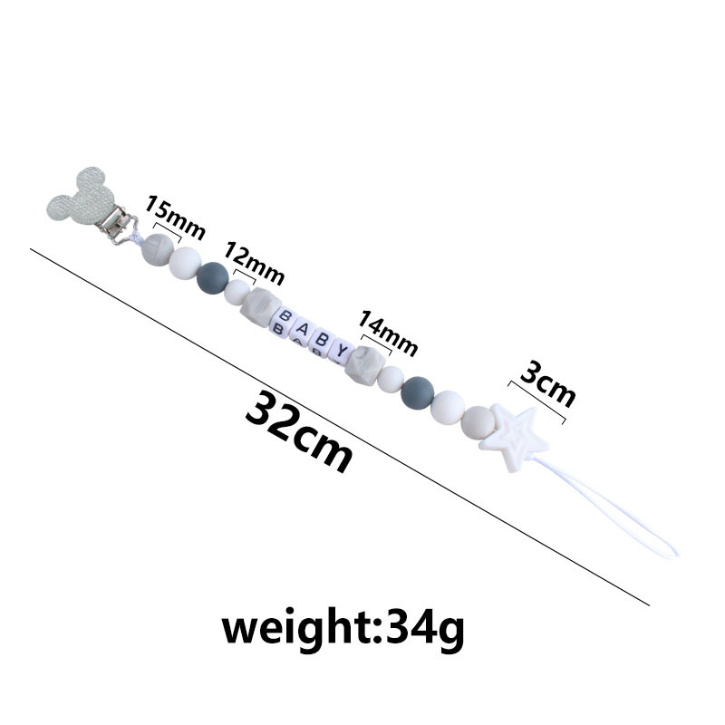 Nuevo Bebé Productos silicona mordedor chupete cadena DIY bebé nombre chupete cadena anti-perdida