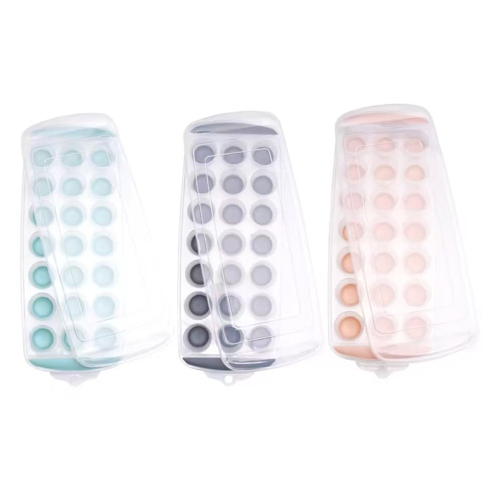 21-Compartment Food-Grade Household Round Plastic Ice Tray with Various Molds and Lid, Dly Multi-Purpose Ice Maker