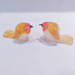 Handmade Glass Sparrow Ornaments Fat Chirp Glass Animal Decoration Ins Style Export Hot Selling Cartoon Ornaments