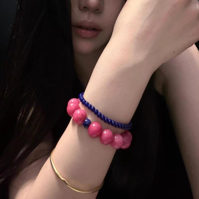 青金石手串女款2025新款小众高级感粉色手链新中式手饰送闺蜜礼物|undefined