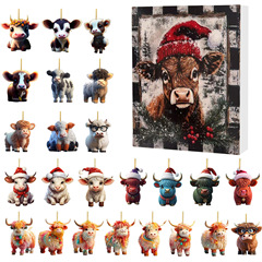 2024動物型クリスマスカウントダウン盲箱ヤク熊猫型カラー箱アクリルクリスマスペンダントクリスマスプレゼント