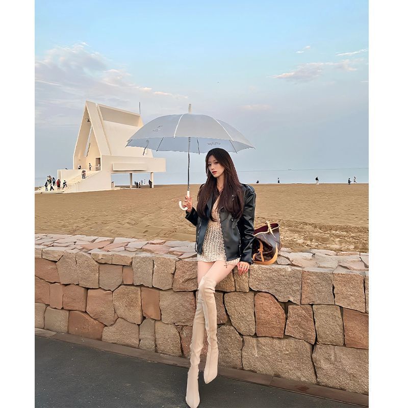 High-value Korean-style Bag Leg Stretch Over-the-Knee Boots Pointed High-heeled Boots Suede French Elegant Thin Boots