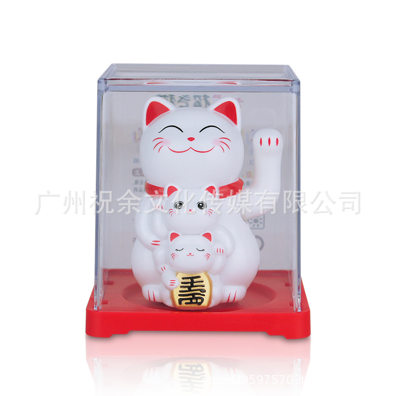 2 pulgadas solar automática seña mini gato de la suerte oficina escritorio decoración del coche decoración artesanía de plástico