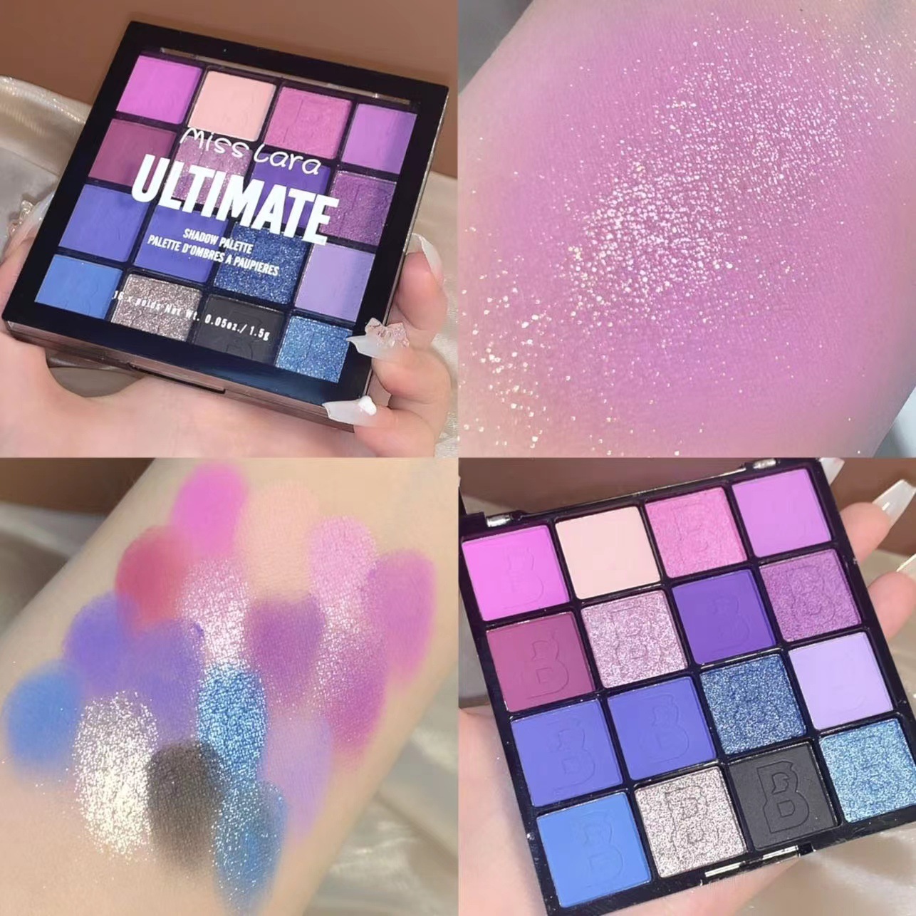 Misslara's 16-color, matte and pearlescent eyeshadow palette, candy-colored Tiktok cross-border makeup undefined