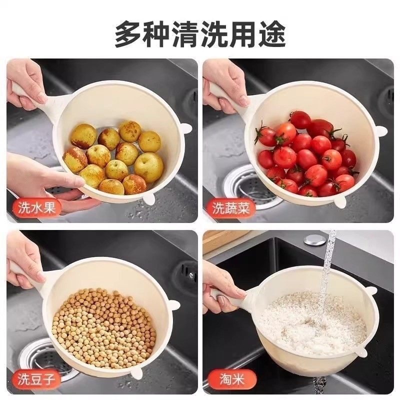 淘米沥水网瓢家用细网眼洗米勺杂粮清洗过滤瓢厨房洗菜沥水漏勺