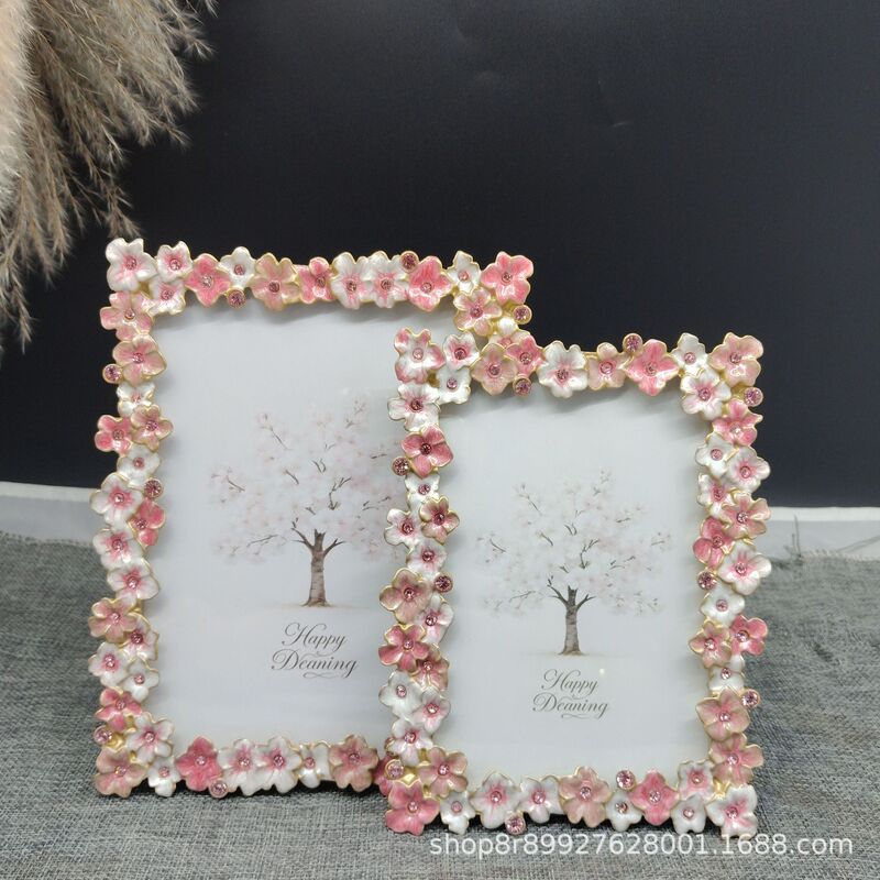 New Three-Dimensional Floral Photo Frame, Light Luxury Style Desktop Display Frame, Home Decor Gift Photo Frame, Romantic Cherry Blossoms