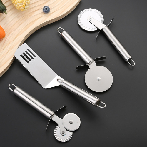 Stainless steel pizza roller blade single wheel pizza cutter thin crust cutter pizza peel cake turner baking tool wholesale