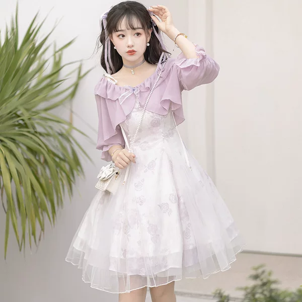 2026 Original Design: Subtle Rose Fragrance Chinese Style Han Elements Top and Strap Dress Daily Set 8666