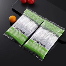 一次性水果叉竹节叉透明塑料水果签试吃蛋糕100支包装商用小包装