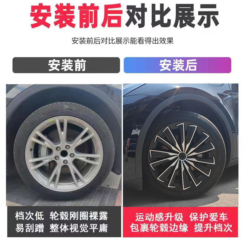 Suitable for Tesla Modely Hub Cap 19inch Dragon Scale Modelly Tire Decorative Protective Cover Car Accessories