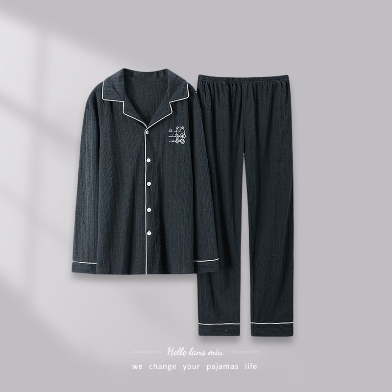 Pijamas de algodón de hombre primavera y otoño 2024 otoño y invierno de manga larga nueva ropa de hombre grande se puede usar fuera