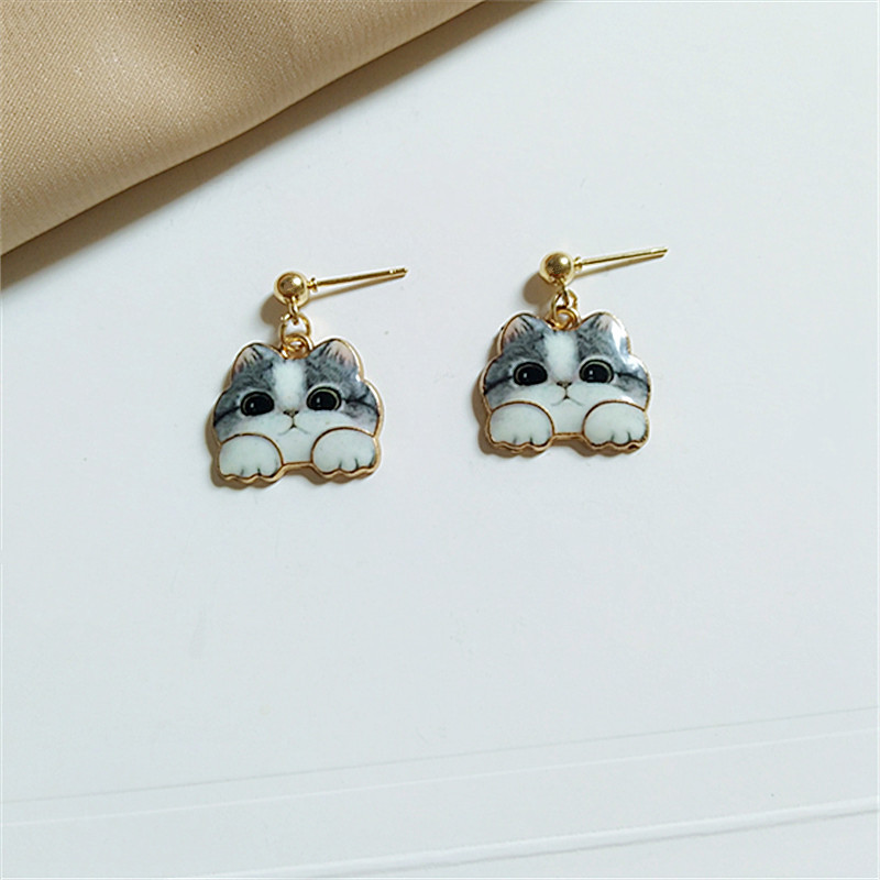 Women'S Gender 1 Pair Fashion Cat Alloy Enamel Women's Drop Earrings