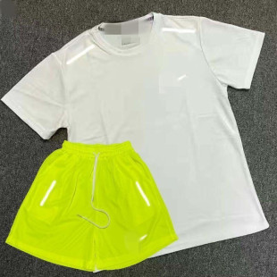Night Reflective Quick-Drying Short-Sleeved Suit T-Shirt Fitness Clothing Basketball Equipment Training Fake Two-Piece Shorts Running Sports