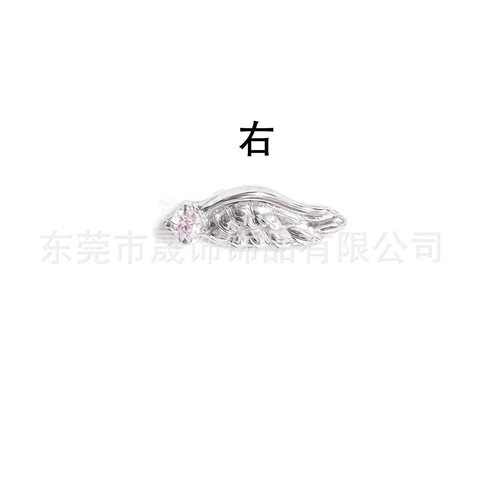 F136 Titanium 天使之翼 Studded 5A Cubic Zirconia 翅膀 Double Ear 洞 Ear Stud G23 Implant Grade Titanium Piercing Jewelry Helix Cartilage Stud