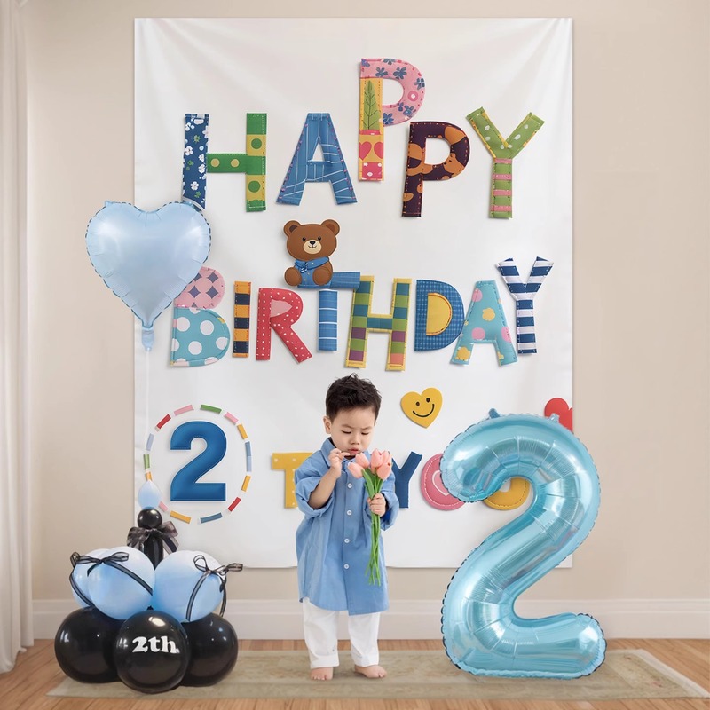 2岁生日快乐仪式感布置男童背景挂布小宝宝氛围装饰场景拍照道具|undefined